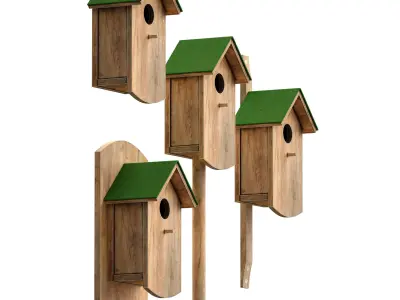Wooden birdhouse 3D model