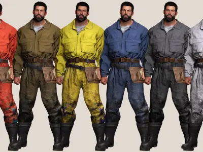Rick Military Mechanic Game-Ready Repairman Character Low-poly 3D model