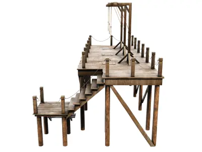 Medieval Triple Gallows Low-poly 3D model