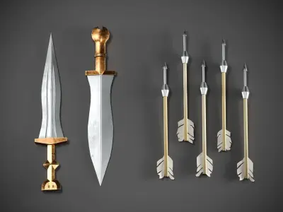 Low-poly roman weapon set Low-poly 3D model