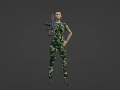 Army Girl Low-poly 3D model
