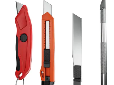 Paper Cutter Utility Knife Pack Low-poly 3D model