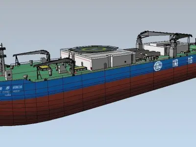 Farm-raised fish aquaculture vessel Guoxin-1 low-poly 3d model Low-poly 3D model