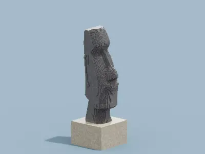 Voxel Moai Statue Low-poly 3D model