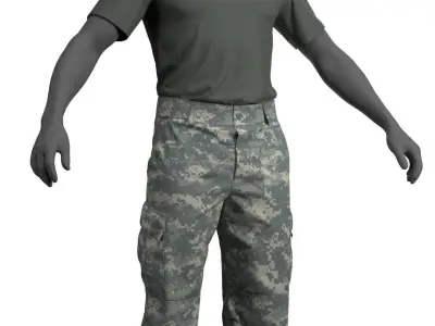 ACU Army Combat Uniform  Pants and Tshirt - Marvelous Designer  3D model