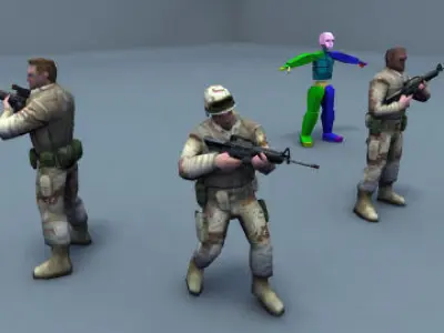 US Army Soldiers Low-poly 3D model