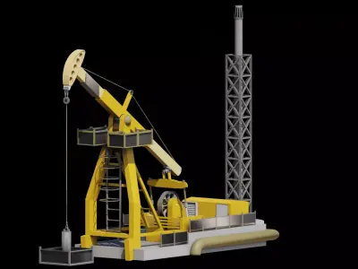 Oil and Gas Land Drilling Rig Low-poly 3D model