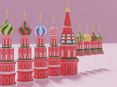 Moscow Kremlin Saint Basils Cathedral Russia Low-poly 3D model