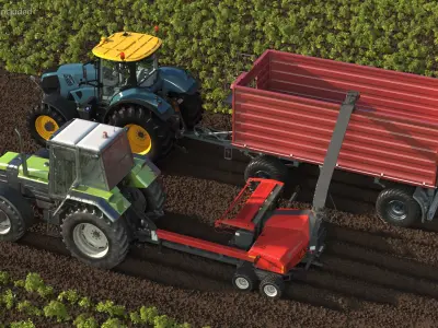 Self Propelled Forage Harvester Trailer and Tractor 3D model purchase