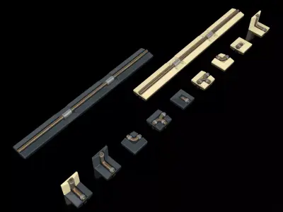Interior Sci-fi Small Brass Tubes PBR 3D model