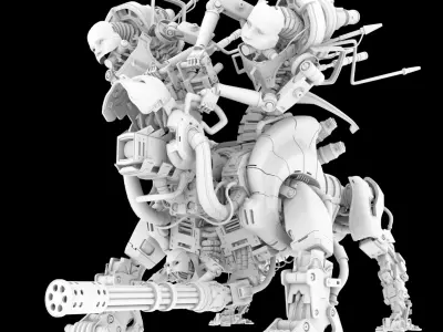 Horror Mech Monster- vray- lowpoly Low-poly 3D model