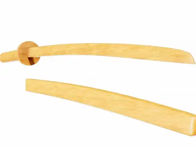 Bokken wooden samurai sword Low-poly 3D model