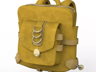 Realistic Bag backpack with metal buckles 3D model