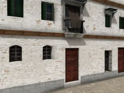 Old High-Quality 3D Colonial House Low-poly 3D model