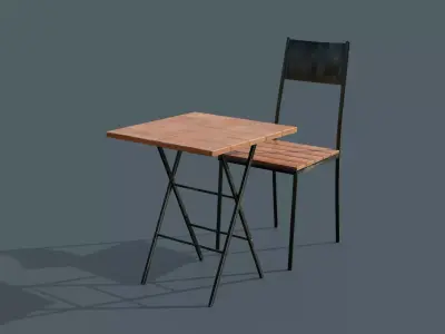 Table and Chair Free low-poly 3D model buy