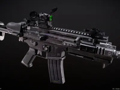 FN Scar-SC SMG Low-poly 3D model
