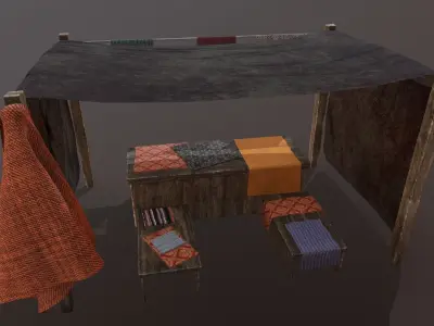 Medieval Cloth Market Low-poly 3D model