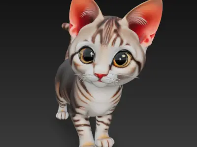 Cat Realistic 3D Model Basic - Low Poly Realistic Low-poly Low-poly 3D model