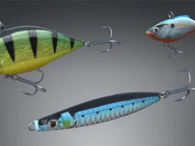 Fishing lure set 3D model