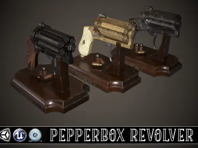 PEPPERBOX REVOLVER Low-poly 3D model