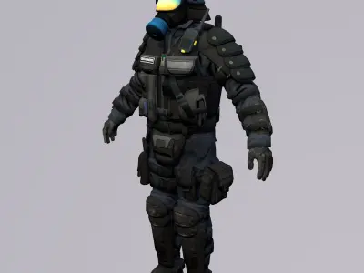 Agent from the game CSGO Chemical protection captain 3D model