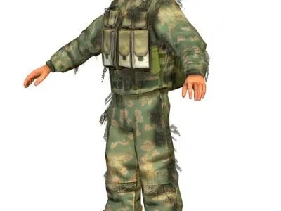 LowPoly Man Old USSR Soldier Low-poly 3D model