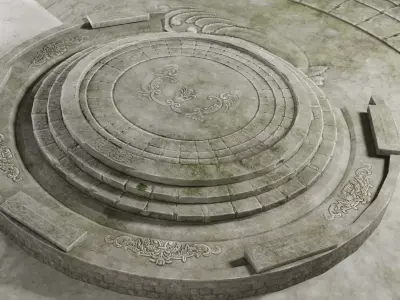 altar circular stone structure Low-poly 3D model