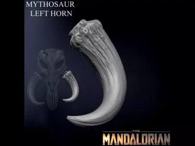 3D PRINTABLE MYTHOSAUR LEFT HORN - THE MANDALORIAN STAR WARS 3D print model