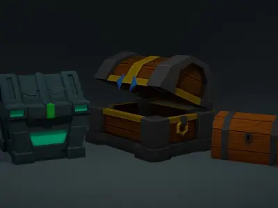 Cartoon Chests Free low-poly 3D model