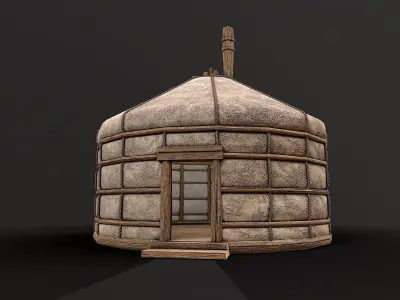 Traditional Yurt Nomads Tent with Interior 4 Low Poly PBR Low-poly 3D model