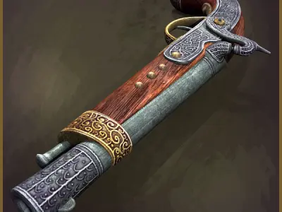 Animated Pirate Pistols Low-poly 3D model