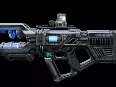 Sci-Fi Plasma Rifle  Low-poly 3D model
