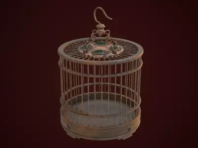 Chinese Birdcage with Gemstone 3D model