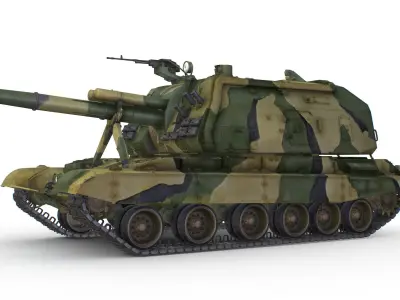 Russian Self Propelled Howitzer 2S19 Msta-S USSR Military Low-poly 3D model