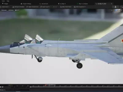 Rigged Mig-31Foxhound with Cockpit Low-poly 3D model