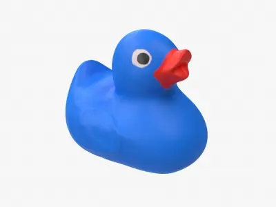 Rubber Duck in blue Low-poly 3D model