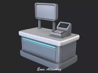 Futuristic Cash Register  3D Sci-Fi Checkout Counter  3D model