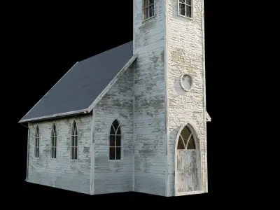 Old Church with Interior Low-poly 3D model