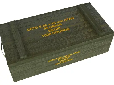 Ammo Wood Box with bullets 3D model