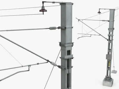 Railway Cantilever Catenary Pole Gray 3D model purchase