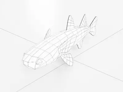 Grass carp fish low poly 3d model  Low-poly 3D model