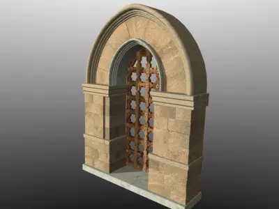 Medieval Lombard Style Portal no 2 Low-poly 3D model