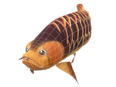 Asian Arowana fish animated Low-poly 3D model