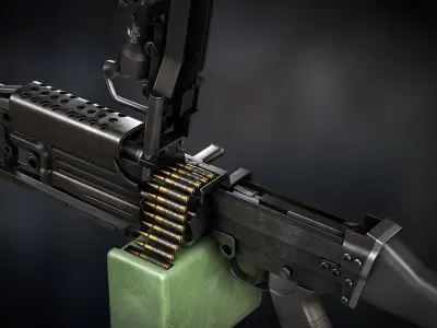 AAA M249 Game Ready PBR Low-poly 3D model