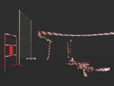 Construction Safety Elements Low-poly 3D model