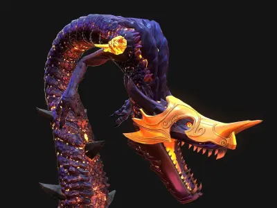 Dragon handpainted game ready Low-poly 3D model