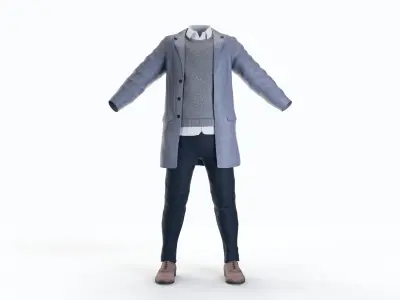 Casual Winter Clothing Male 3D model