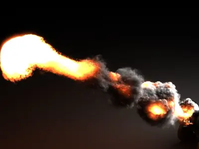 cannon with flames 3D model