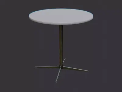 Round Metal Restaurant Table with Pedestal Base Low-poly 3D model