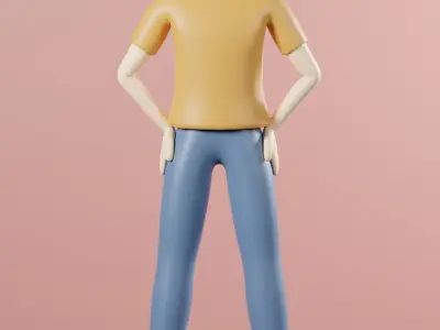 Cartoon Character Young Man Rigged Low-poly 3D model